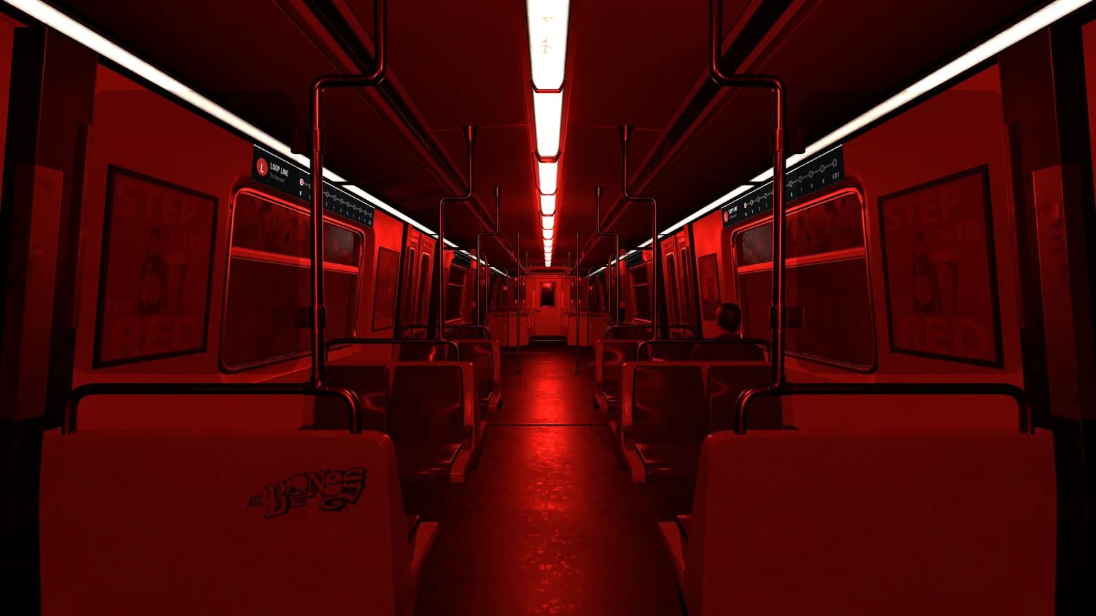The car lit entirely in red
